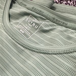 Soybu Men's Light Green Striped Tee- NWOT- Medium
